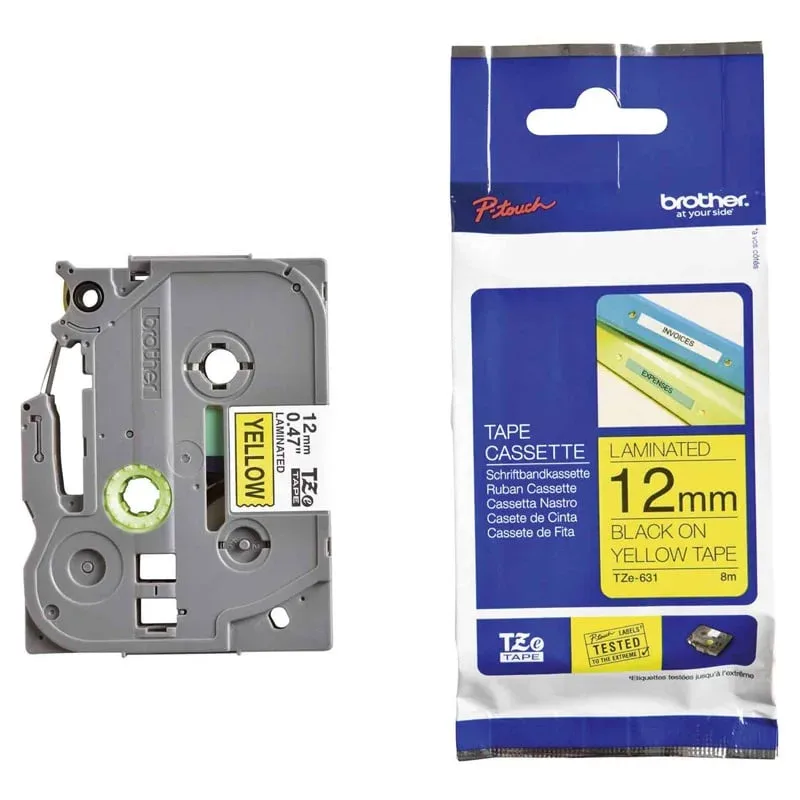 Brother Tape TZE631, pentru imprimare neagră pe bandă galbenă, 12 mm