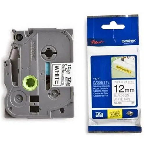 Brother Tape TZES231, scriere neagră pe bandă albă, 12 mm