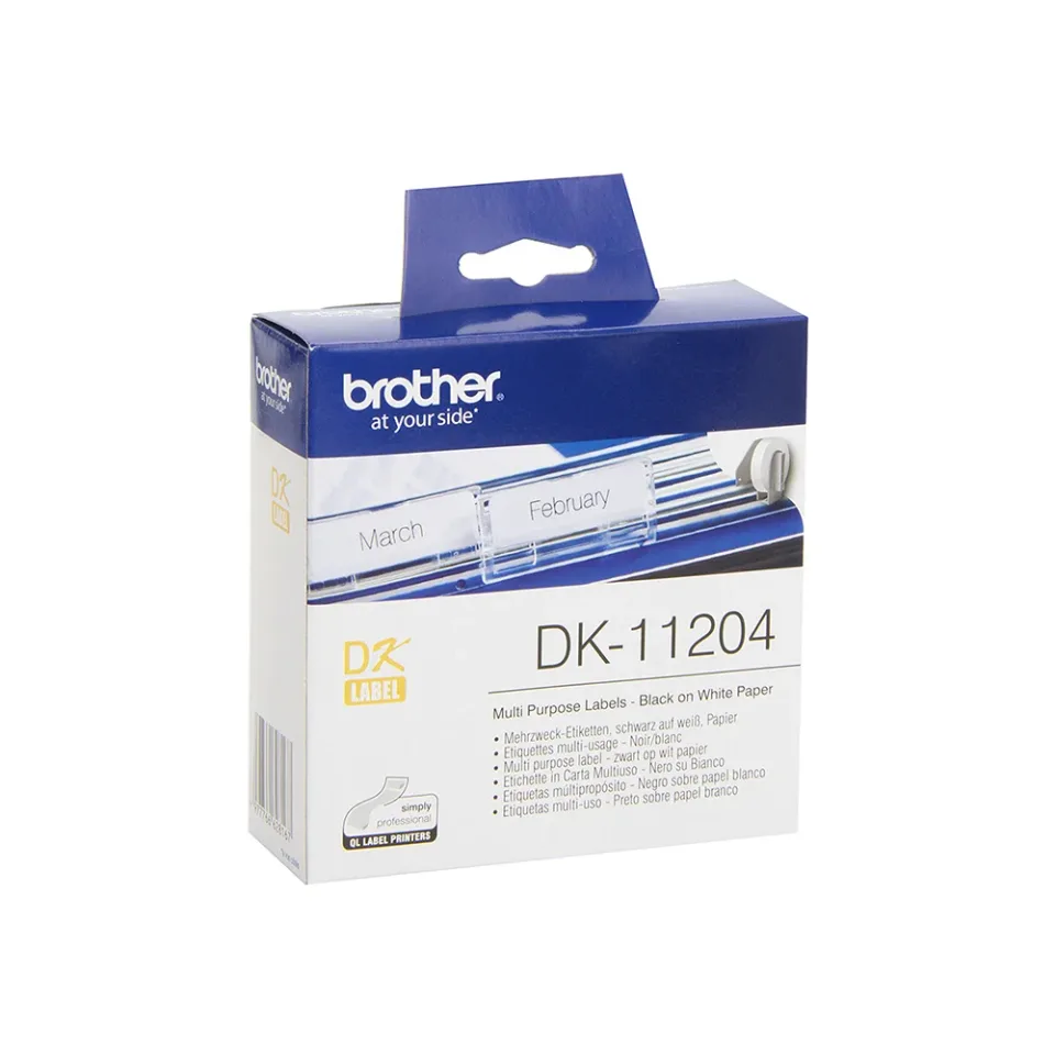 Etichete Brother DK11204, multifuncționale, 17 x 54 mm, albe, 400 pe rolă