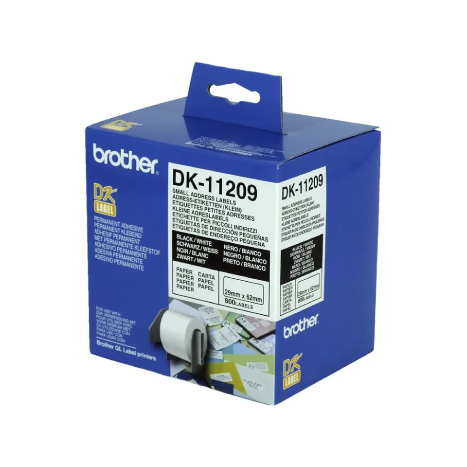 Etichete Brother DK11209, pentru adrese, 29 x 62 mm, alb, 800 bucăți pe rolă