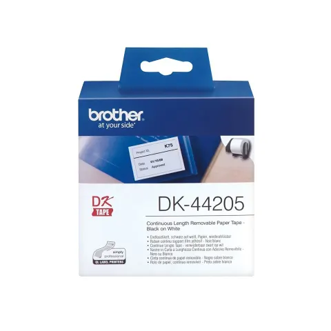 Brother Tape DK44205, 62 mm x 8 m, pentru imprimare neagră pe bandă albă