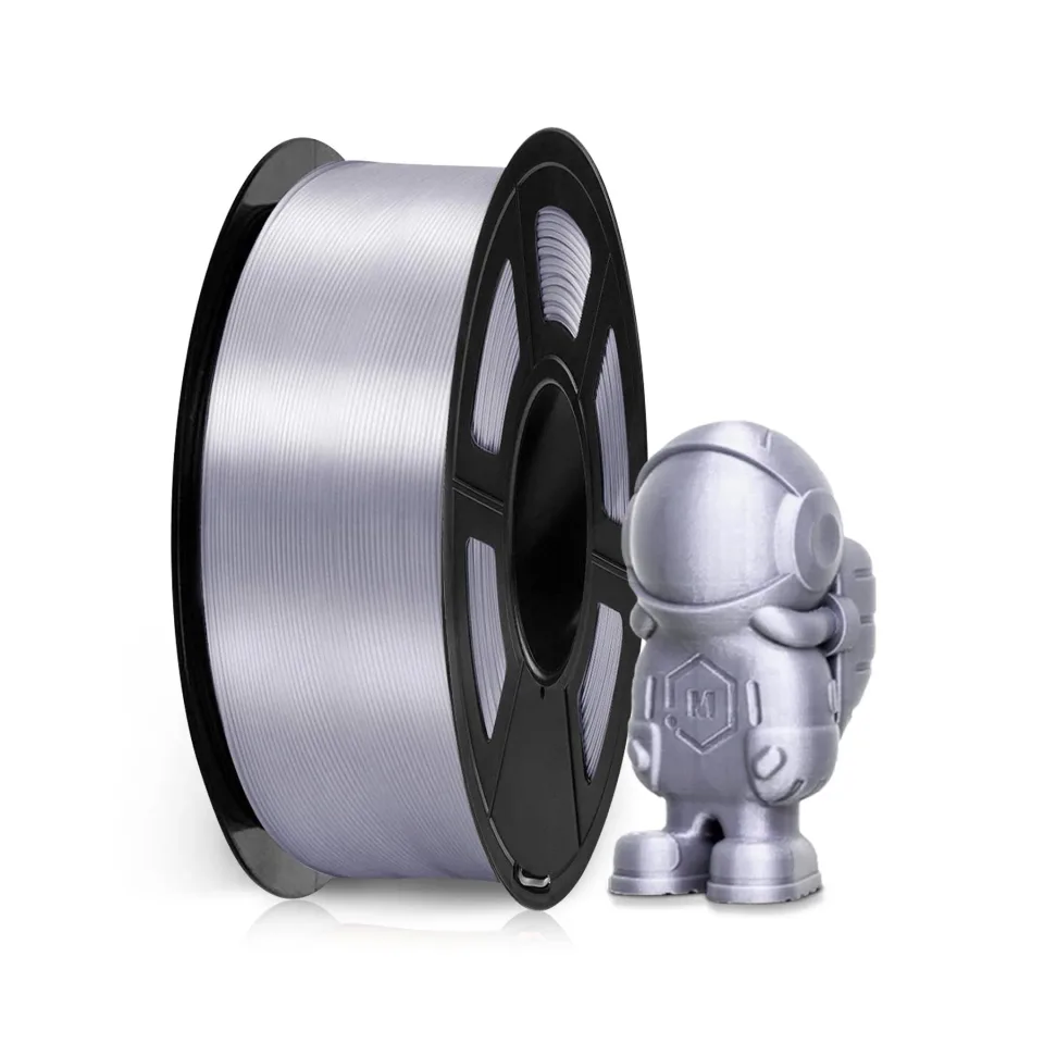 Filament pentru imprimantă 3D Silk, PLA+, 1,75 mm, 1 kg, gri