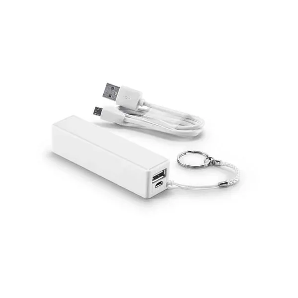 Hi!dea Power bank, 2 000 mAh, port USB, breloc, alb