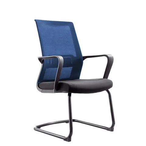 Scaun vizitator RFG Smart M, material textil și plasă, șezut negru, spătar albastru închis, set de 2 bucăți