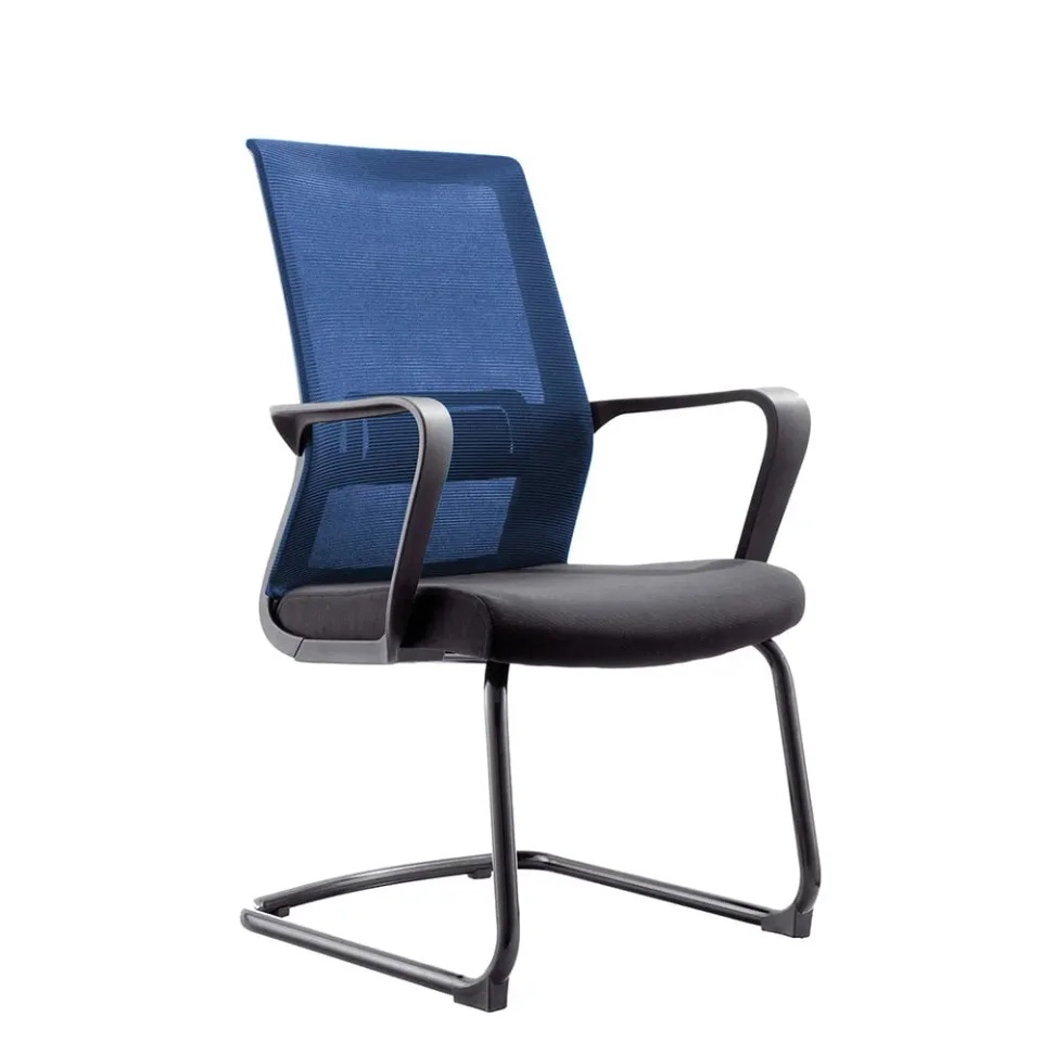Scaun vizitator RFG Smart M, material textil și plasă, șezut negru, spătar albastru închis, set de 2 bucăți