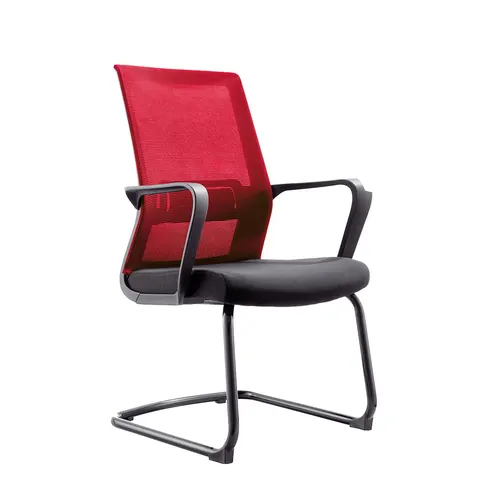 Scaun vizitator RFG Smart M, material textil și plasă, șezut negru, spătar roșu, set 2 bucăți