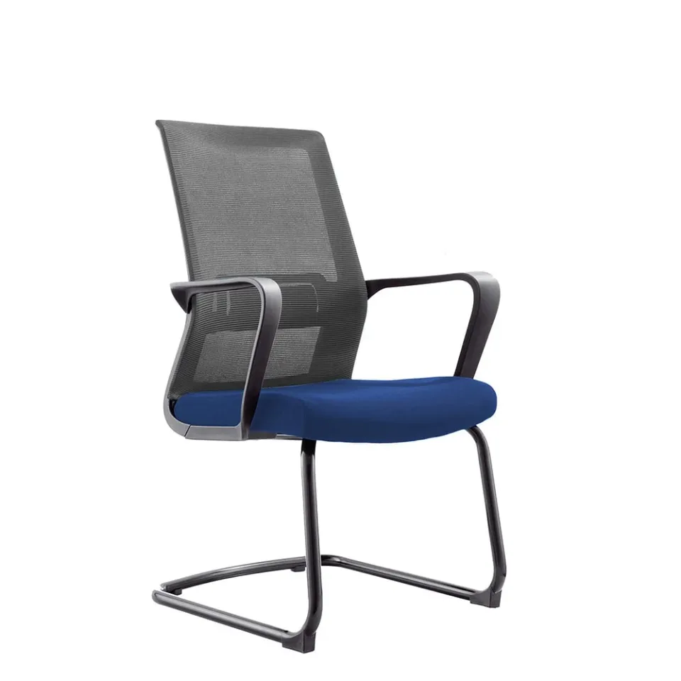 Scaun vizitator RFG Smart M, textil și plasă, șezut albastru și spătar gri, set 2 bucăți