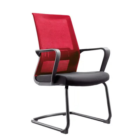 Scaun vizitator RFG Smart M, țesătură și plasă, șezut negru, spătar roșu