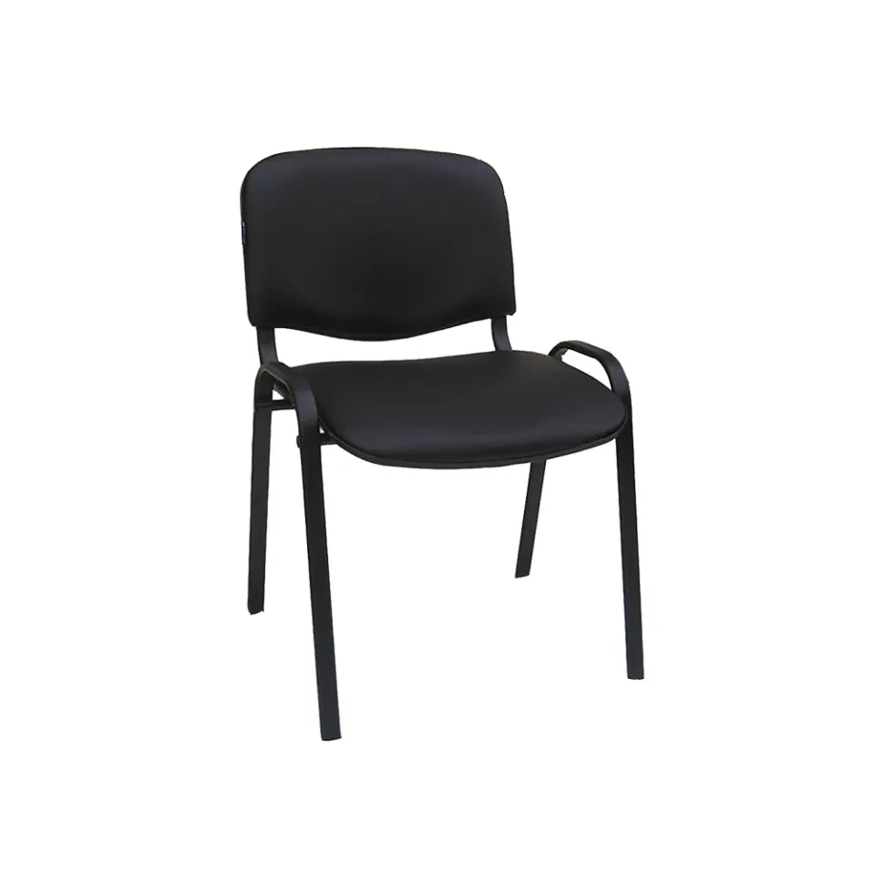 Scaun vizitator Iso Black, piele eco, negru