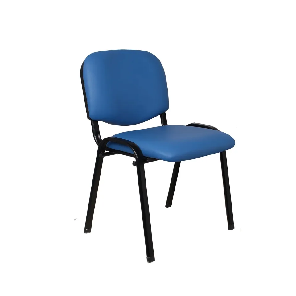 Scaun vizitator Iso Iron Black, piele eco, albastru