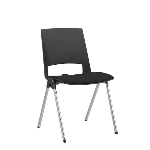 Scaun vizitator RFG Sweet Chrome Black, negru, set 4 bucăți