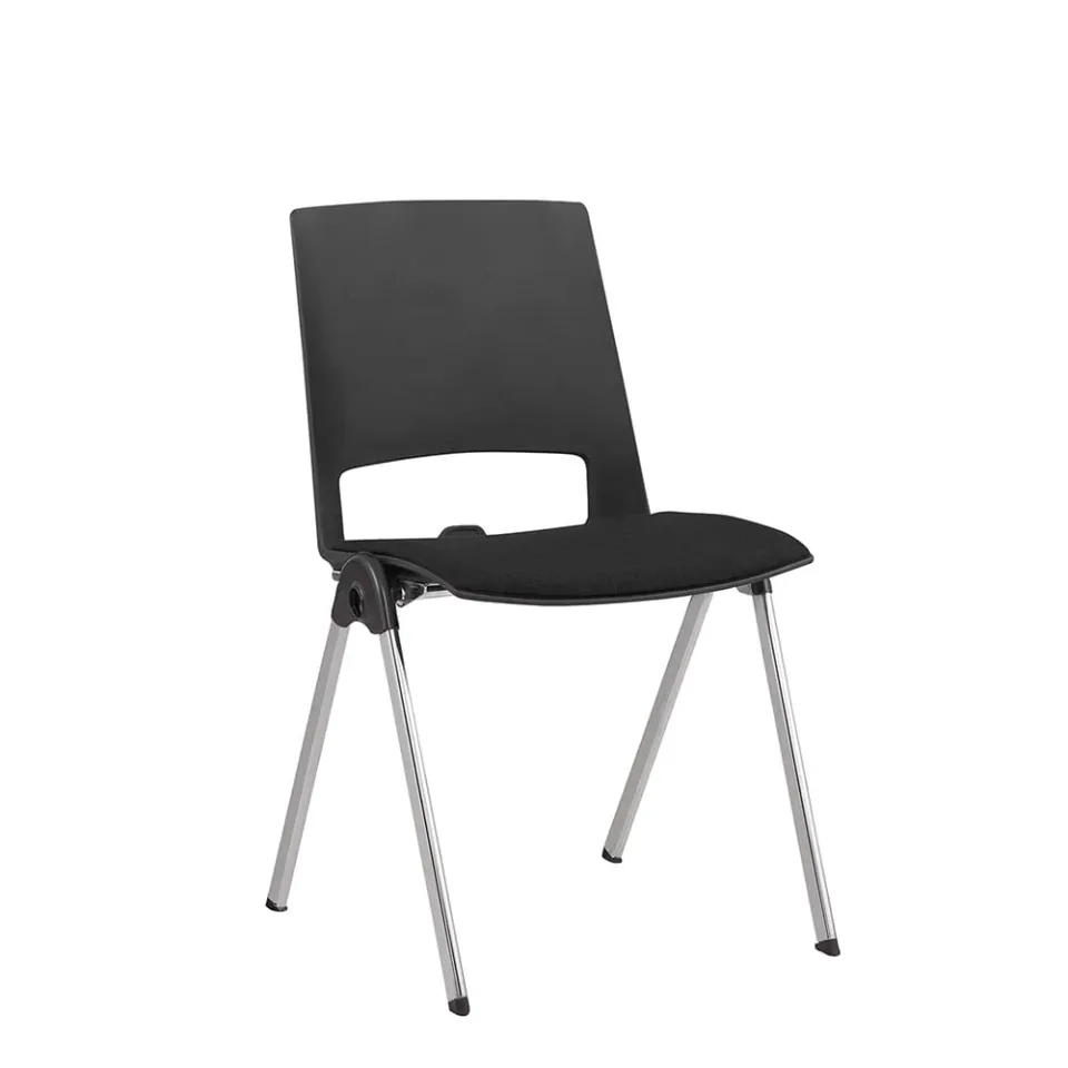 Scaun vizitator RFG Sweet Chrome Black, negru, set 4 bucăți