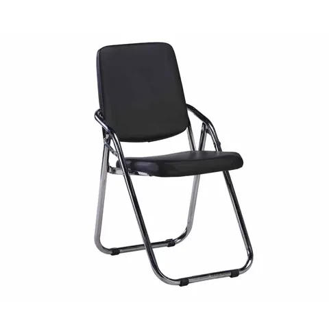 Scaun vizitator RFG Fold, pliabil, piele ecologică, negru