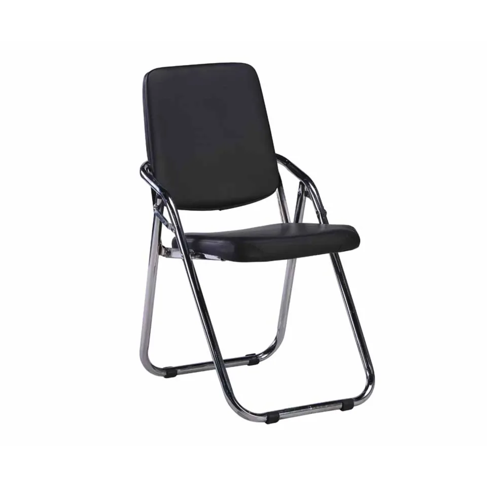 Scaun vizitator RFG Fold, pliabil, piele ecologică, negru