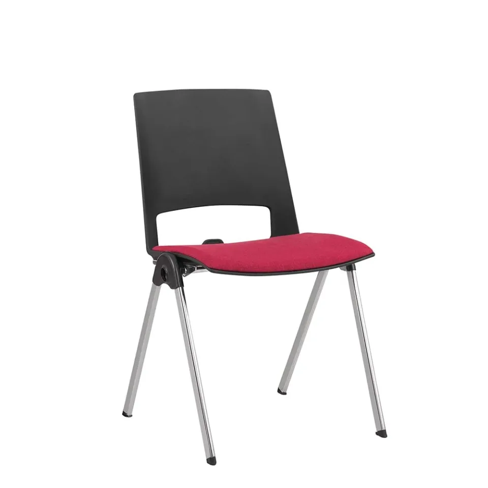 Scaun vizitator RFG Sweet Chrome Black, roșu, set de 2