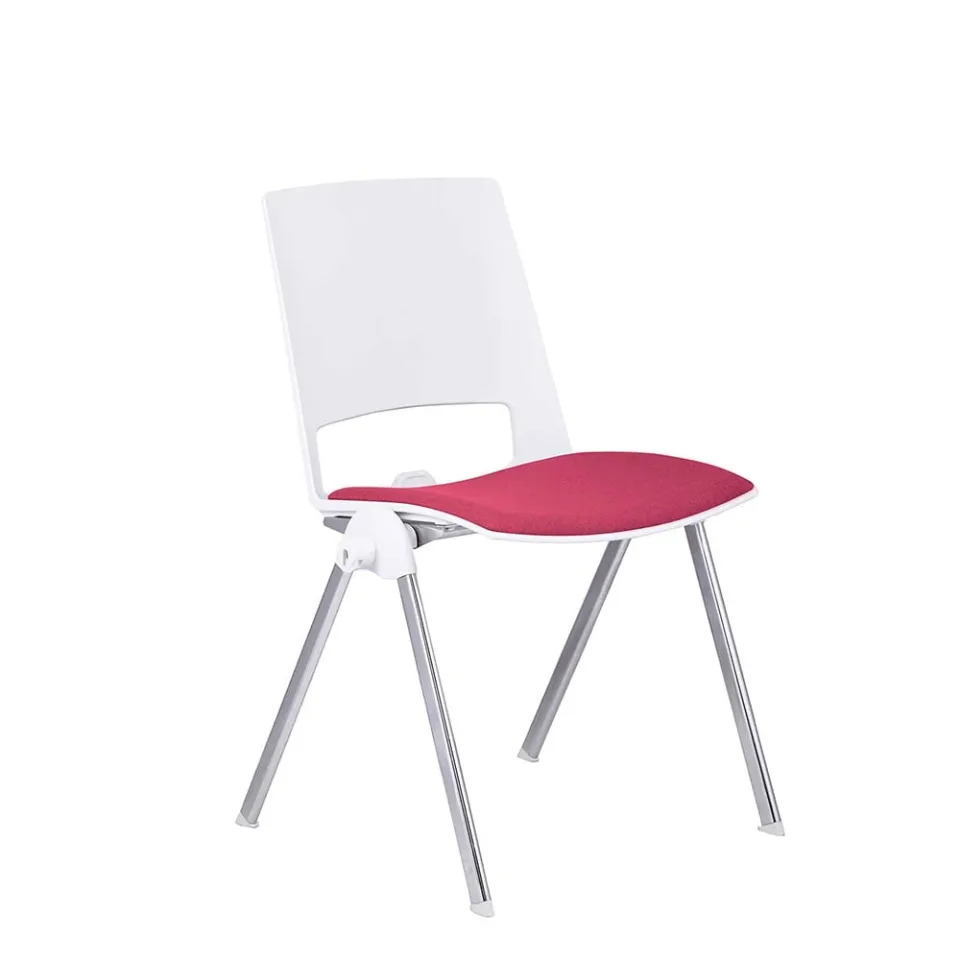 Scaun vizitator RFG Sweet Chrome White, roșu, set 2 bucăți