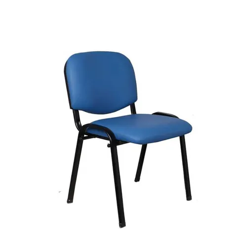 Scaun vizitator Iso Iron Black, piele eco, albastru, set de 5
