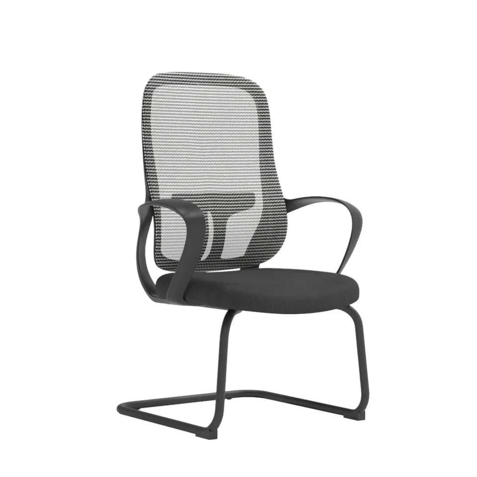 Scaun vizitator RFG Mojito M, material textil și plasă, bază metalică, până la 120 kg, gri-negru