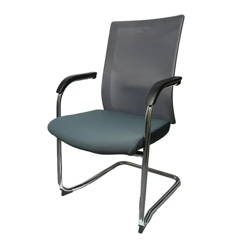 Scaun vizitator RFG Snow Black M, material textil și plasă, până la 120 kg, șezut verde, spătar gri deschis, set de 2