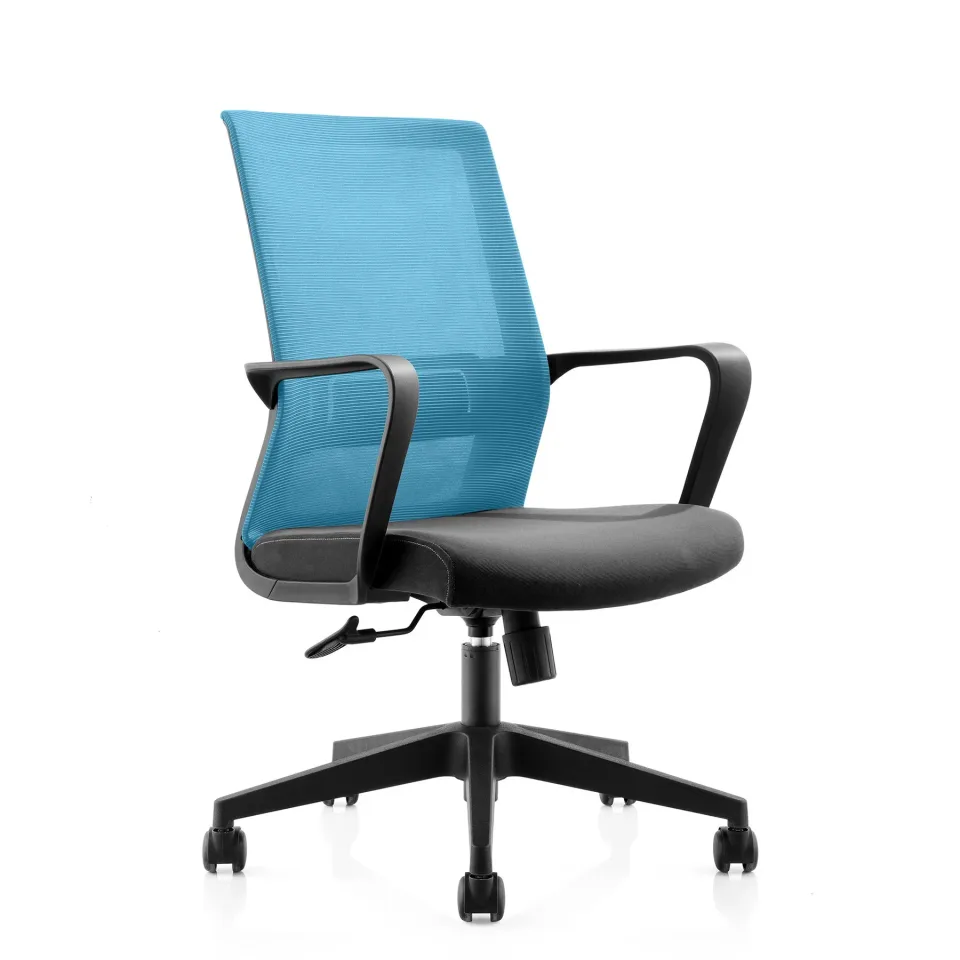 Scaun de birou RFG Task Smart W, material textil și plasă, șezut negru, spătar albastru deschis