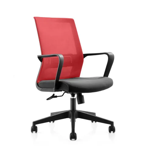 Scaun de birou RFG Smart W, material textil și plasă, șezut negru, spătar roșu