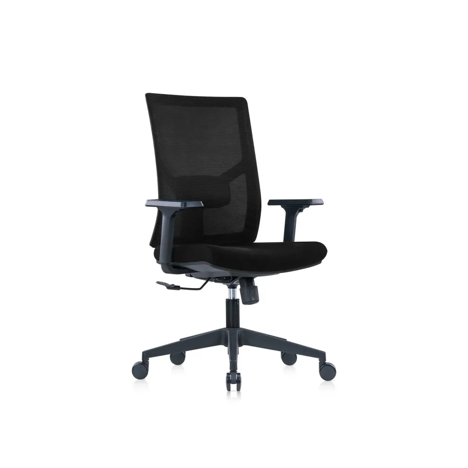 Scaun ergonomic RFG Snow Black W, șezut negru, spătar negru