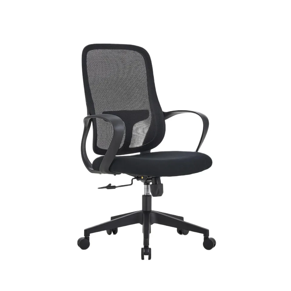 Scaun de birou RFG Mojito W, țesătură și plasă, bază din poliamidă, până la 120 kg, spătar negru, șezut negru