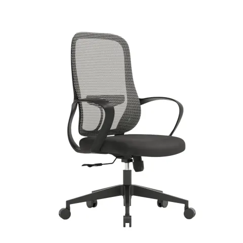 Scaun de birou RFG Mojito W, material textil și plasă, bază de poliamidă, până la 120 kg, spătar gri, șezut negru