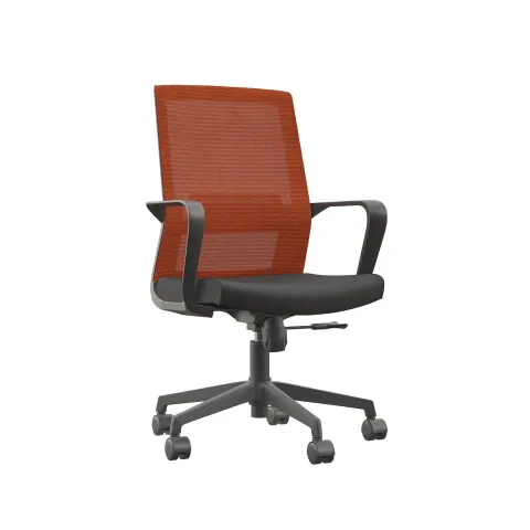 Scaun de birou RFG Smart W, material textil și plasă, mecanism de înclinare, până la 120 kg, șezut negru, spătar roșu închis