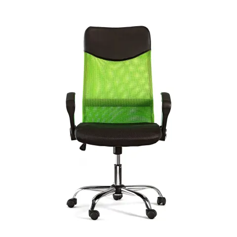 Scaun executiv Monti HB, material textil, piele ecologică și plasă, șezut negru, spătar verde