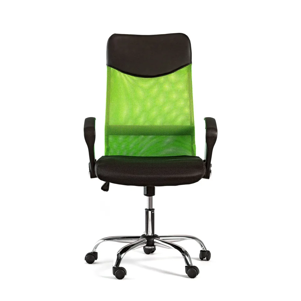 Scaun executiv Monti HB, material textil, piele ecologică și plasă, șezut negru, spătar verde
