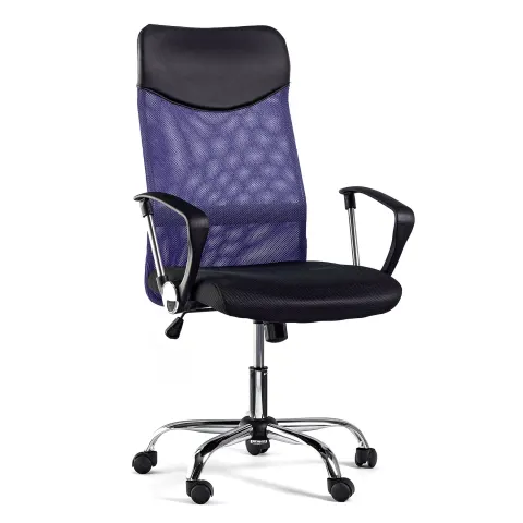 Scaun executiv Monti HB, material textil, piele eco și plasă, șezut negru, spătar mov