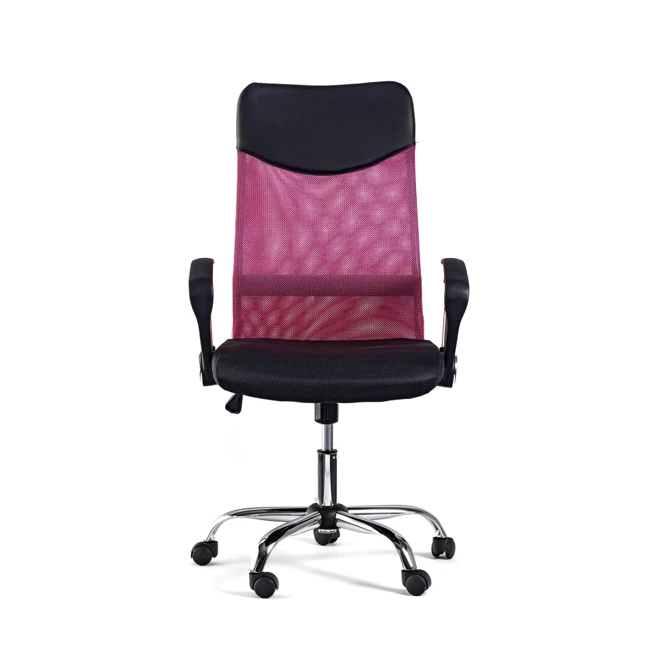 Scaun executiv Monti HB, țesătură, piele ecologică și plasă, șezut negru, spătar fucsia
