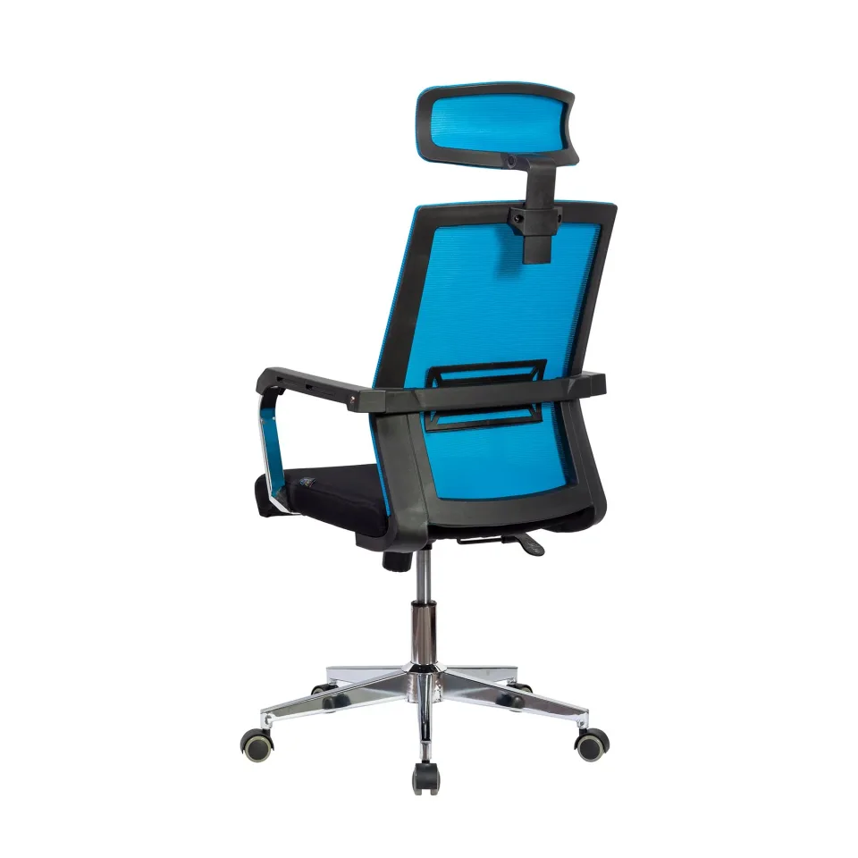 Scaun executiv RFG Roma HB, material textil și plasă, șezut negru, spătar albastru deschis