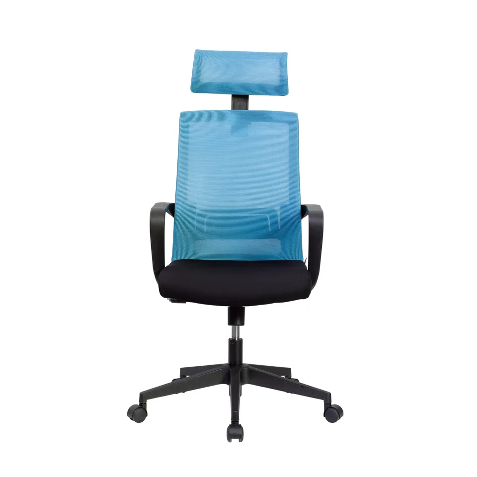 Scaun executiv RFG Smart HB, material textil și plasă, șezut negru, spătar albastru deschis