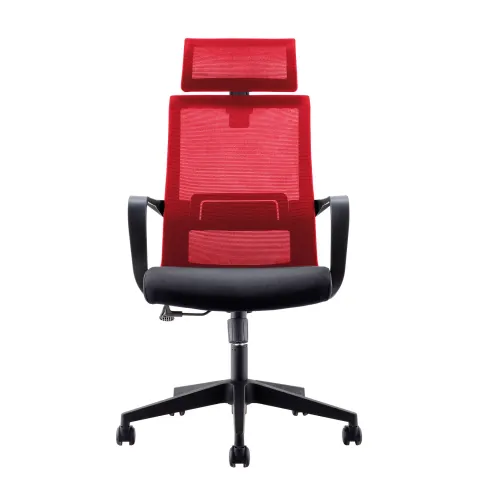 Scaun executiv RFG Smart HB, material textil și plasă, șezut negru, spătar roșu