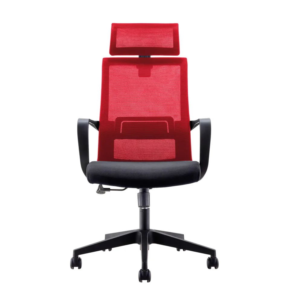 Scaun executiv RFG Smart HB, material textil și plasă, șezut negru, spătar roșu
