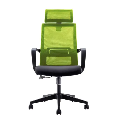 Scaun executiv RFG Smart HB, material textil și plasă, șezut negru, spătar verde