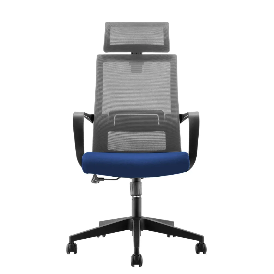 Scaun executiv RFG Smart HB, material textil și plasa, șezut albastru închis, spătar gri