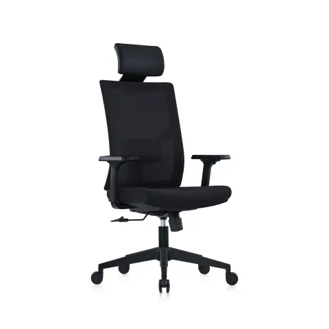 Scaun ergonomic RFG Snow Black HB, șezut negru, spătar negru