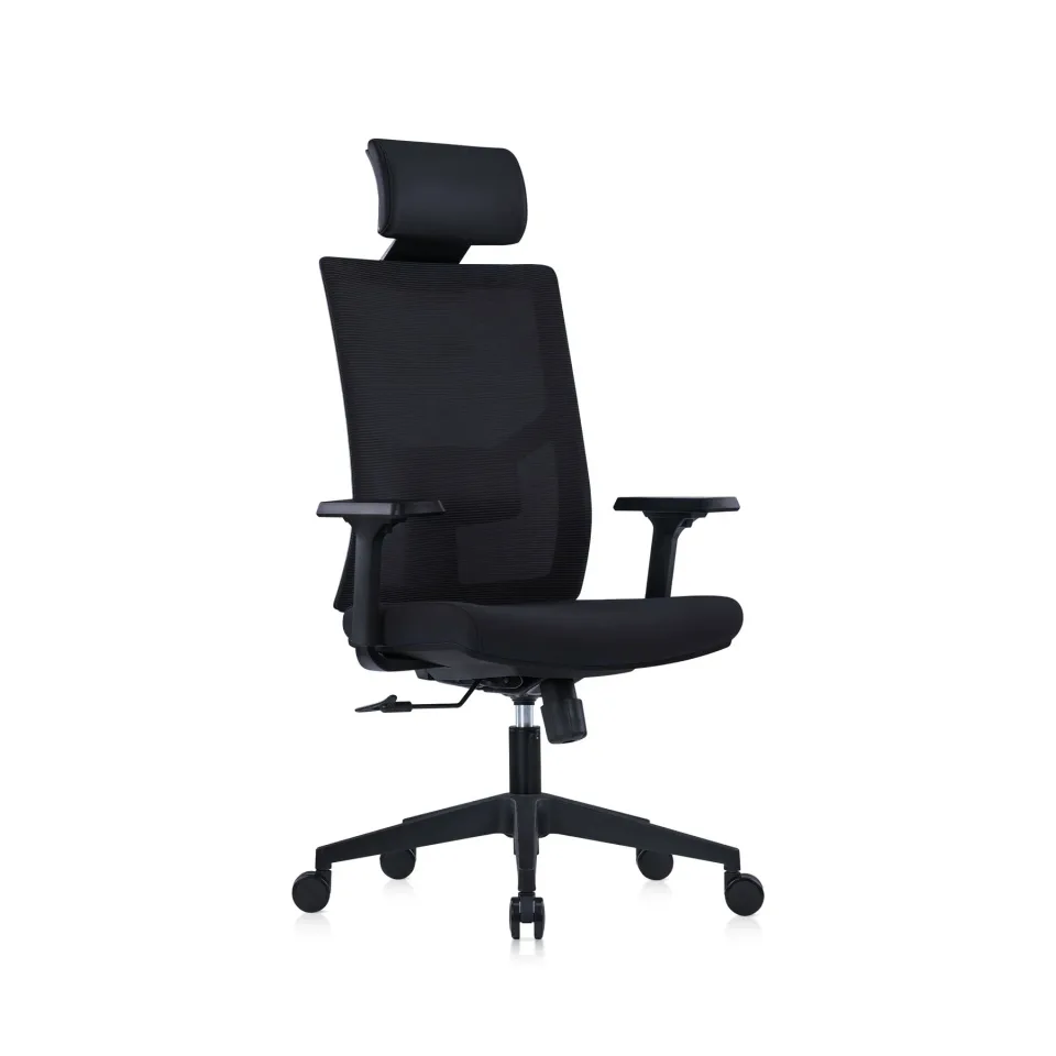 Scaun ergonomic RFG Snow Black HB, șezut negru, spătar negru