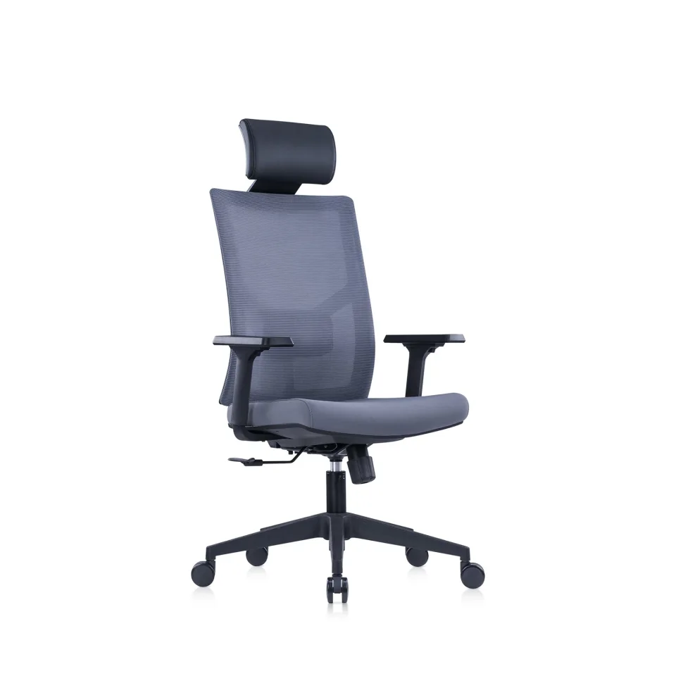 Scaun ergonomic RFG Snow Black HB, șezut gri deschis, spătar gri deschis