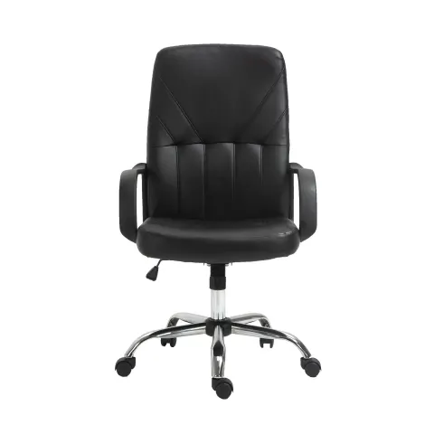 Scaun executiv Mega Chrome, piele eco, negru