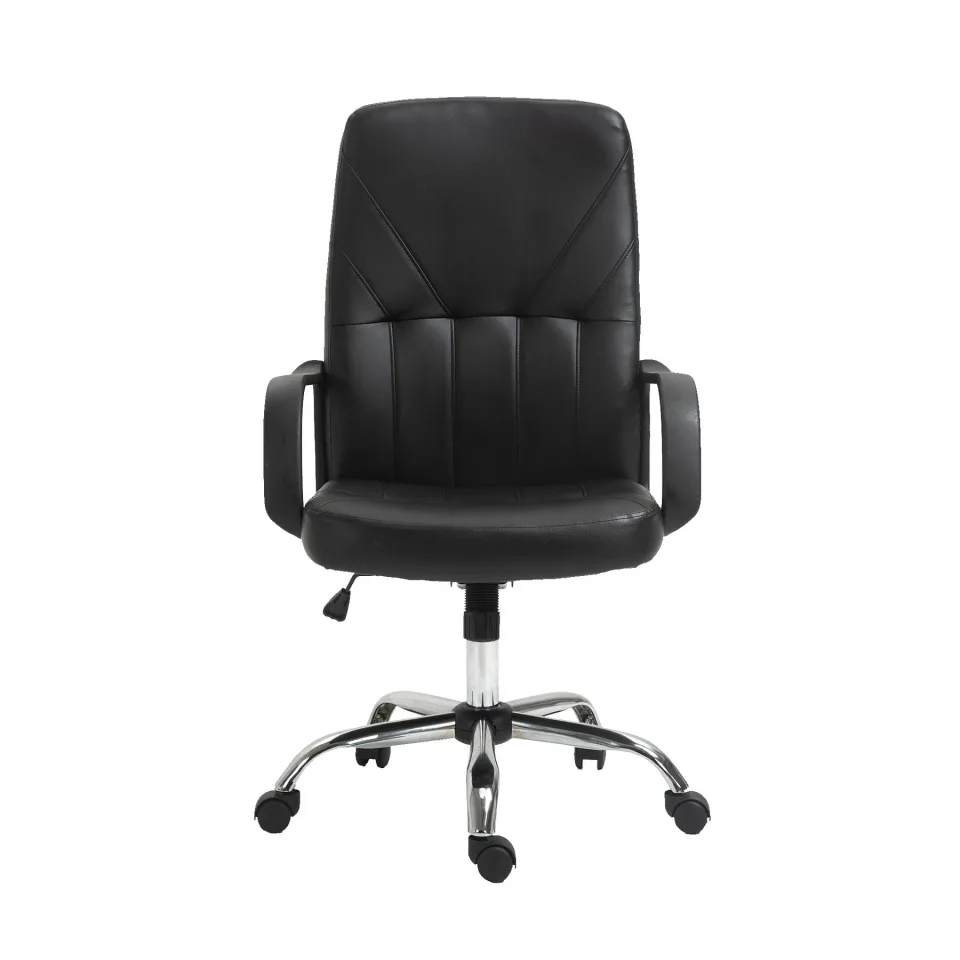 Scaun executiv Mega Chrome, piele eco, negru