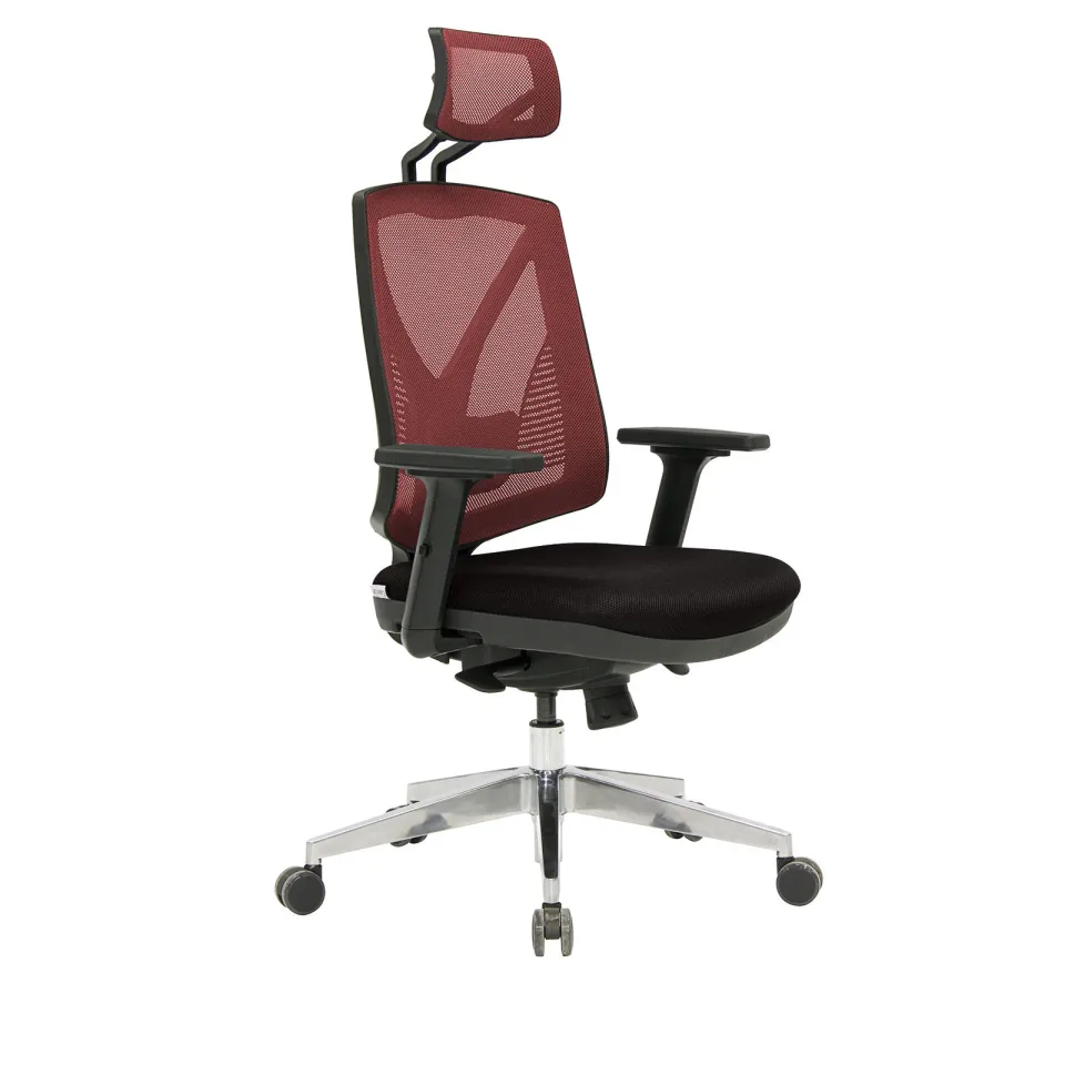 Scaun executiv RFG Joy 055 HB, șezut negru, spătar roșu