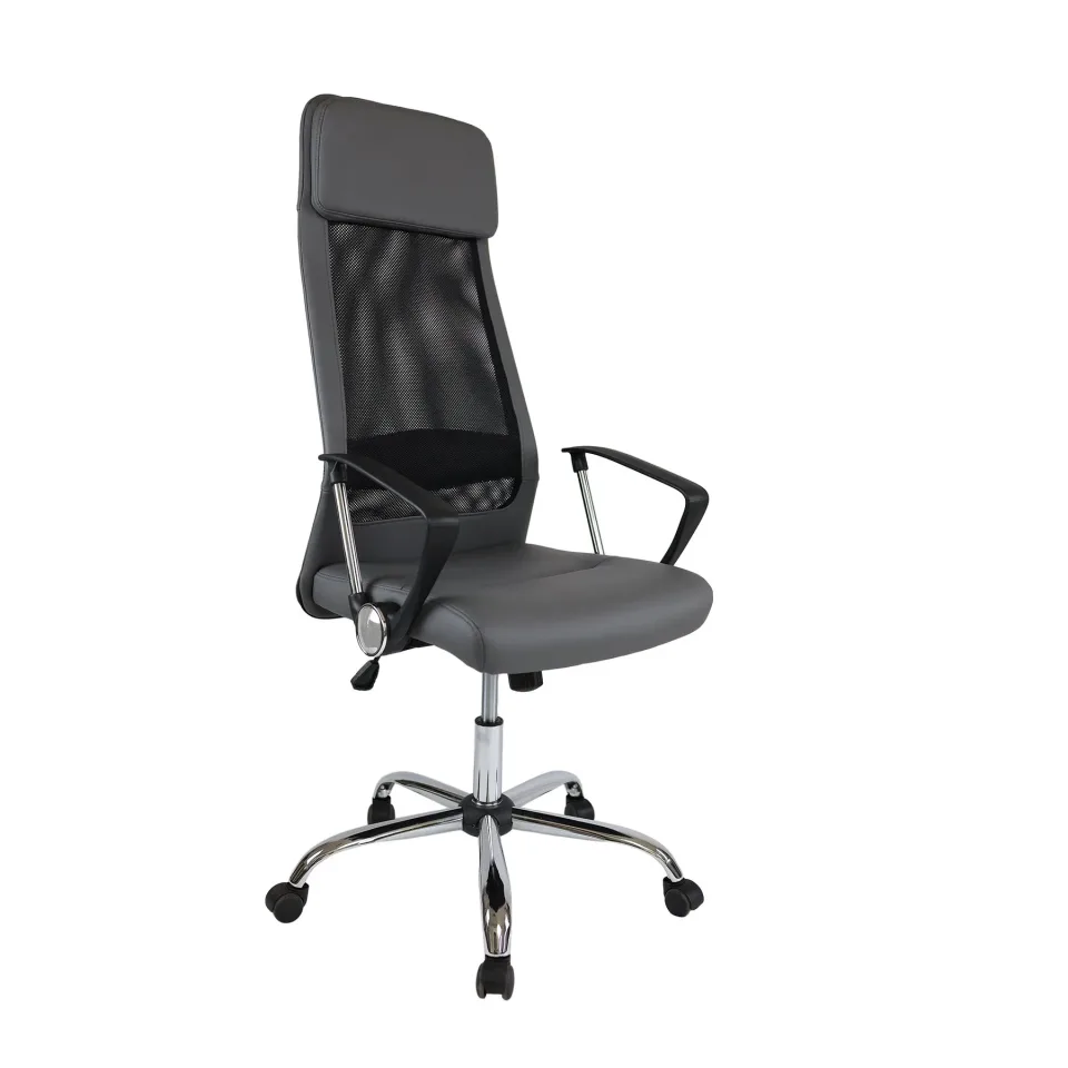 Scaun directorial Roby, piele ecologică, gri