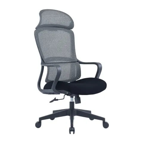 Scaun executiv RFG Best HB, material textil și plasă, șezut negru, spătar gri