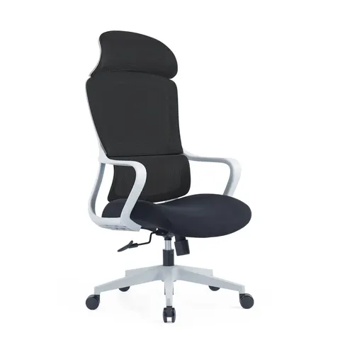 Scaun executiv RFG Best HB Gray, material textil și plasă, șezut negru, spătar negru