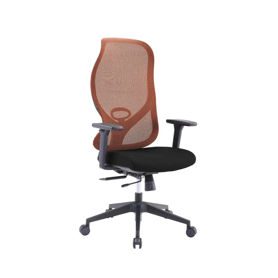Scaun ergonomic RFG STAR HB, șezut negru, spătar portocaliu