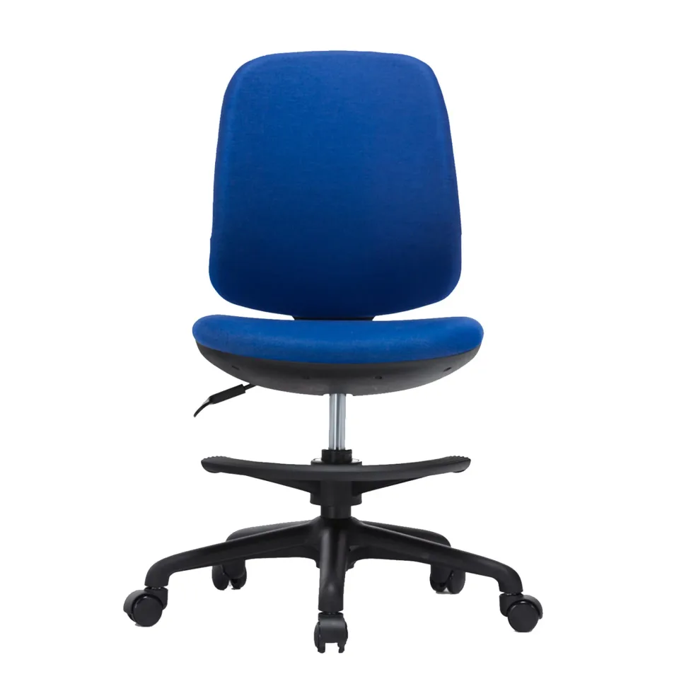 Scaun copii RFG Candy Foot Black, material textil, șezut albastru, spătar albastru